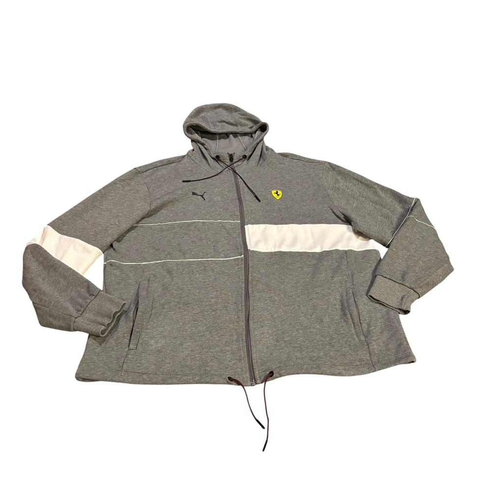 Puma Ferrari Racing Gray Full Zip Hoodie Jacket Mens XXL Luxury Fleece
